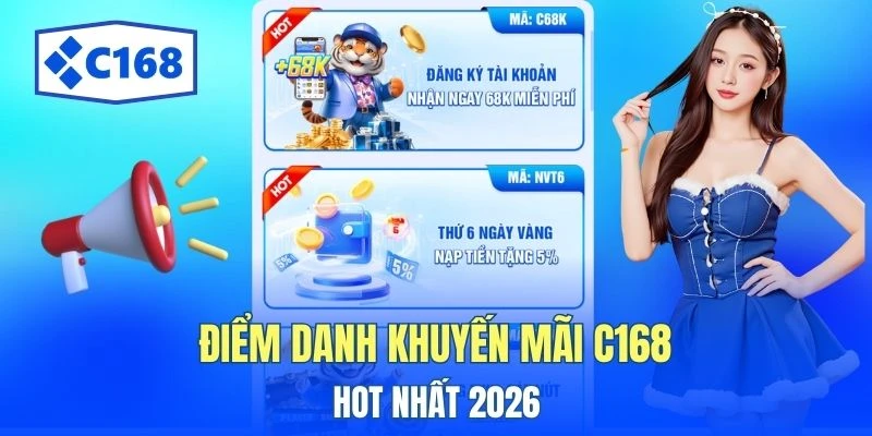 Khuyến Mãi C168 - Top 3 Ưu Đãi Được Quan Tâm Nhiều Nhất 1 Điểm danh khuyến mãi C168 Hot nhất 2026