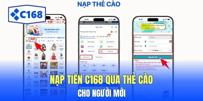 Cách nạp tiền C168 qua thẻ cào cho người mới